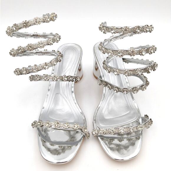 Azalea Wang Emiliano Rhinestone Ankle Wrap Strappy Sandals Women's Size US6 EU37 - Picture 3 of 12